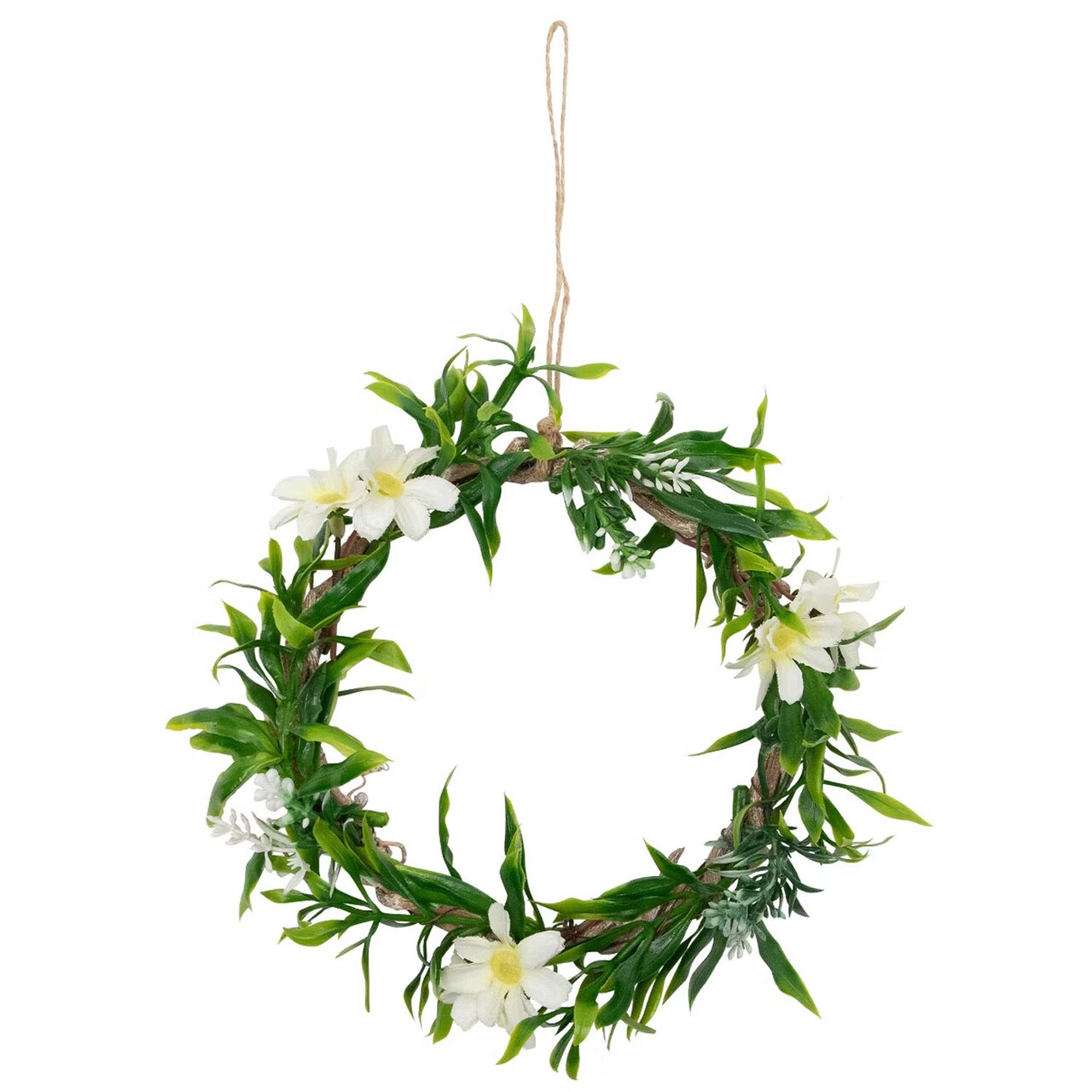 7" White Mini Spring Wreath Unlit Floral and Foliage Door or Wall Accent